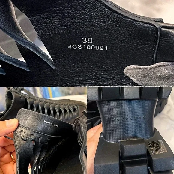 4CCCCEES Arko Spine Sneaker Black Leather Zipper Cutout Size 39 EUC - Picture 3 of 12